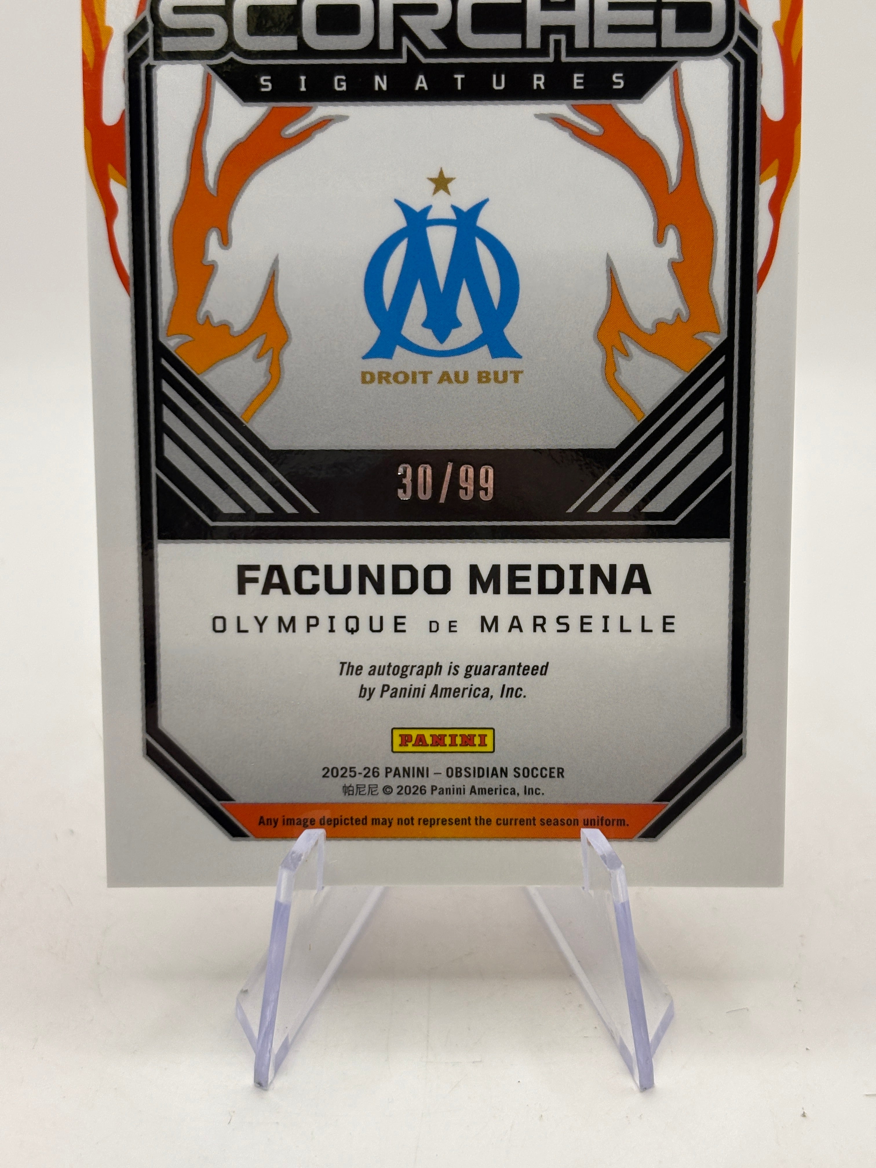 2025-26 Panini Obsidian Soccer #SC-FMA Scorched Auto Facundo Medina /99
